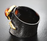 Серебряное кольцо с янтарем 3,24 карата и перидотом