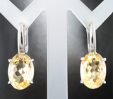 Стильные серебряные серьги с цитринами