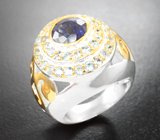 Серебряное кольцо с синим сапфиром Серебро 925