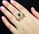 Серебряное кольцо с синим сапфиром Серебро 925