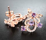 Оригинальные серебряные серьги с аметистами