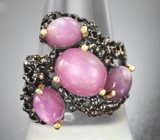 Серебряное кольцо с корундами 9,26 карата Серебро 925