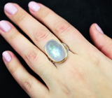 Серебряное кольцо с лунным камнем 16,03 карата и аметистами Серебро 925