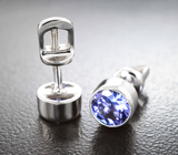 Золотые пусеты с насыщенными танзанитами высоких характеристик 1,28 карата