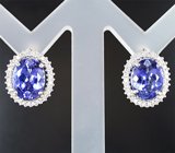 Серьги с танзанитами 4,98 карата и бриллиантами Золото