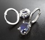 Серебряные серьги с насыщенно-синими сапфирами