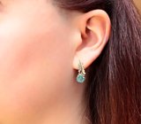 Золотые серьги с яркими «неоновыми» апатитами 5,1 карата Золото