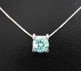 Серебряный кулон с голубым муассанитом 1,21 карата + цепочка Серебро 925