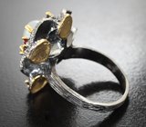 Серебряное кольцо с лунным камнем и родолитами