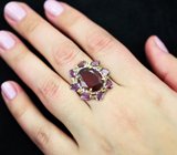 Серебряное кольцо с карнелианом и родолитами