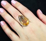 Серебряное кольцо с крупным цитрином и родолитами