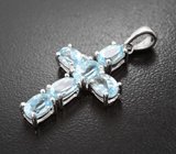 Серебряный кулон-крест с голубыми топазами