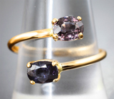Золотое кольцо с редкими насыщенными гранатами со сменой цвета 1,67 карата