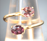 Золотое кольцо с редкими насыщенными гранатами со сменой цвета 1,67 карата