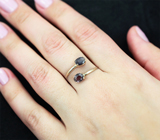 Золотое кольцо с редкими насыщенными гранатами со сменой цвета 1,67 карата