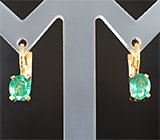 Золотые серьги с яркими уральскими изумрудами высокой чистоты