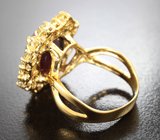 Серебряное кольцо с крупным рубином 10,03 карата и перидотами