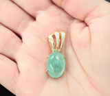 Золотой кулон с крупным уральским изумрудом высокой чистоты 9,75 карата и 12 бриллиантами