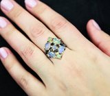 Серебряное кольцо с кристаллическими эфиопскими опалами