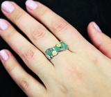 Эффектное серебряное кольцо с изумрудами и ограненными эфиопскими опалами Серебро 925