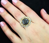 Серебряное кольцо с авантюрином и голубыми топазами