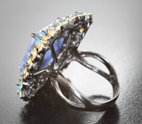 Серебряное кольцо с синим агатом и голубыми топазами Серебро 925