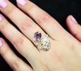Серебрняое кольцо с аметистом и турмалинами