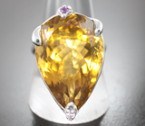 Серебряное кольцо с крупным цитрином и аметистами