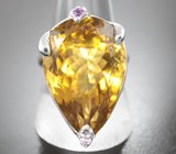 Серебряное кольцо с крупным цитрином и аметистами