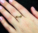 Золотое кольцо с редкими андалузитами высокой чистоты 1,76 карата и лейкосапфирам