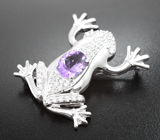 Крупная скульптурная серебряная брошь с аметистом