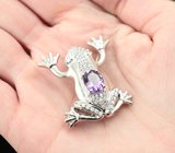 Крупная скульптурная серебряная брошь с аметистом