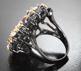 Серебряное кольцо с ограненнными эфиопскими опалами и аметистами