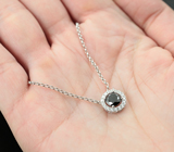 Серебряное колье с черным муассанитом 1,08 карата