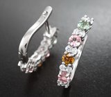 Изящные серебряные серьги с турмалинами