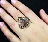 Серебряное кольцо с крупным дымчатым кварцем