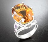 Серебряное кольцо с насыщенным цитрином и аметистами