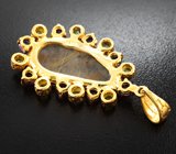 Крупный серебряный кулон с рутиловым кварцем, аметистами и перидотами