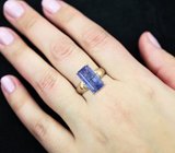Золотое кольцо с крупным насыщенным сине-фиолетовым танзанитом 8,59 карата и бриллиантами