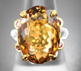 Серебряное кольцо с цитрином и альмандинами гранатами