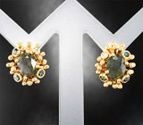 Серьги с уральскими александритами 3,69 карата и бриллиантами Золото