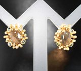 Серьги с уральскими александритами 3,69 карата и бриллиантами Золото