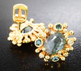 Серьги с уральскими александритами 3,69 карата и бриллиантами Золото