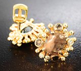 Серьги с уральскими александритами 3,69 карата и бриллиантами Золото