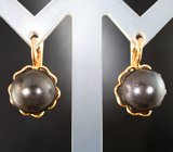 Золотые серьги с крупным цветным жемчугом барокко 21,28 карата