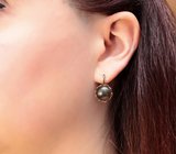Золотые серьги с крупным цветным жемчугом барокко 21,28 карата