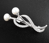 Изысканная серебряная брошь с жемчугом