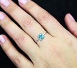 Прелестное серебряное кольцо с «неоновым» апатитом