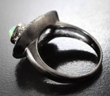 Серебряное кольцо с кристаллическим эфиопским опалом и диопсидом
