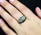 Серебряное кольцо с кристаллическим эфиопским опалом и диопсидом